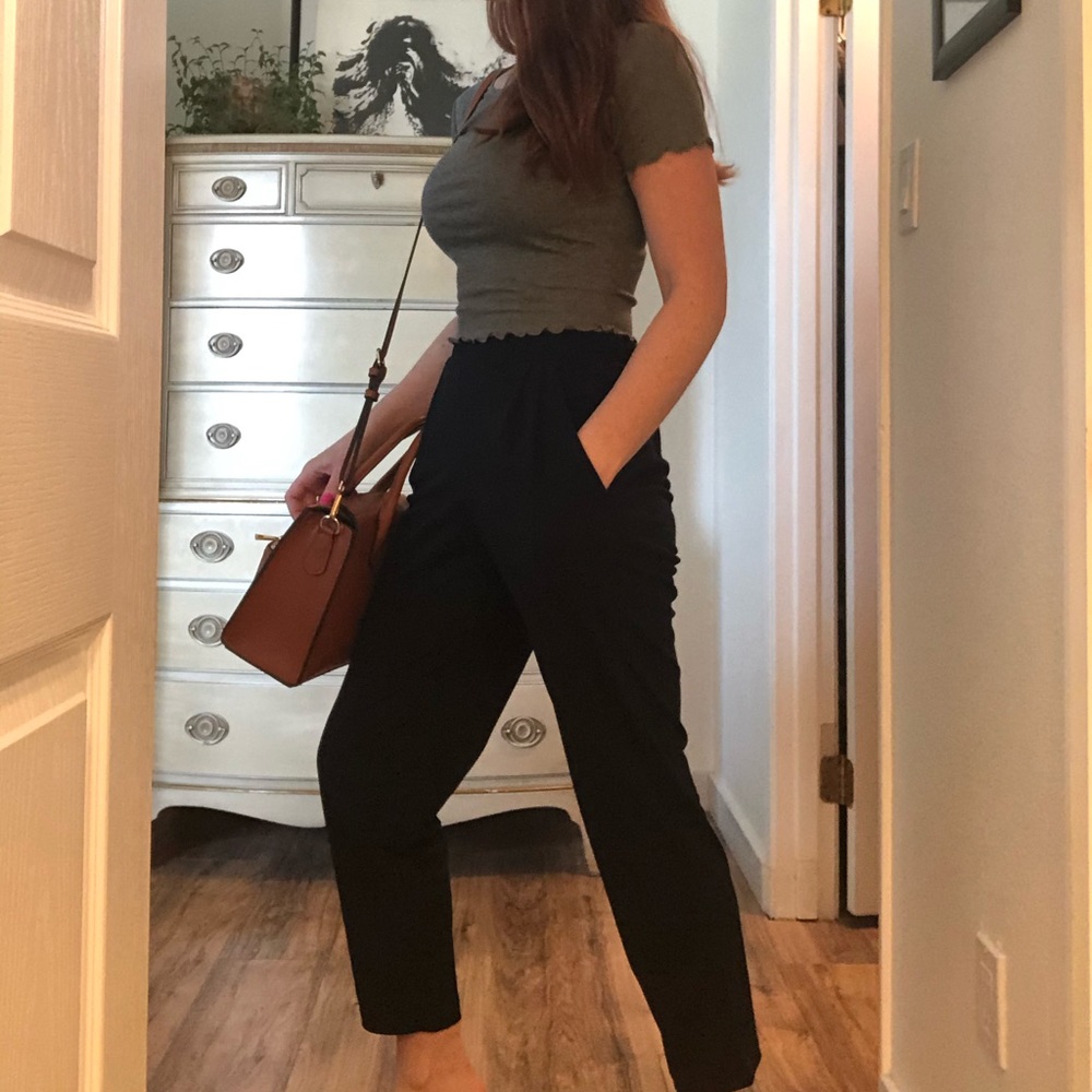 Elastic high waist pants